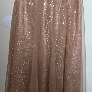 An elegant skirt, brown organza on sequin fabric, medium size.